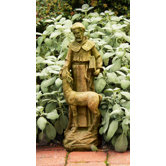 Religious Saint Francis with Deer Statue