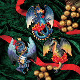 Three Dragons of Talbooth Sculptural Holiday Ornament (Set of 2)