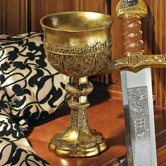 King Arthur's Golden Chalice Gothic Sculpture in Metallic Gold