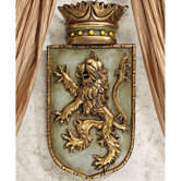 Medieval Rampant Lion Shield Wall Sculptures (Set of Two)