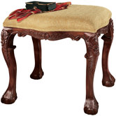 French Baroque Honey Upholstered Medium Bench