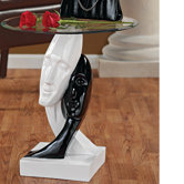 Lovers in Black and White Sculptural End Table