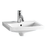 China Wall Mount Small Rectangular Bath Wash Basin with a Chrome Overflow