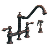 Vintage III Two Handle Widespread Bridge Faucet with Traditional Swivel Spout, Lever Handles and Side Spray