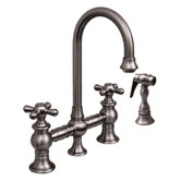 Vintage III 5.25" Two Handle Widespread Bridge Faucet with Cross Handles and Side Spray