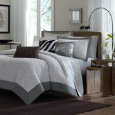 Sasha 6 Piece Jacquard Duvet Set in Gray