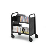 Contemporary Double-Sided Booktruck with Four Slanted Shelves