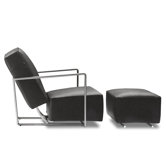 Elegant Leather Chair and Ottoman