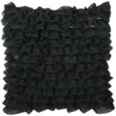 Yorke 16" x 16" Pillow with Pleated Fringes in Black