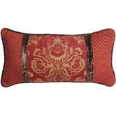 Bacara Pillow with Self Cord - Red Velvet and Gold