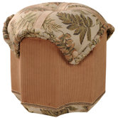 Woodland Cross Ottoman with Braid, Rouched Corded Edge