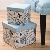 Cashmir Square Embroidered Boxes (Set of  2) Lined