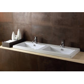 Cangas Ceramic Double Bathroom Sink with Overflow