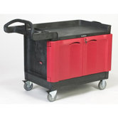 Trade Master Cart with 2-Door Cabinet in Black