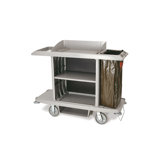 Full-Size Housekeeping Cart with 1 Shelf in Platinum