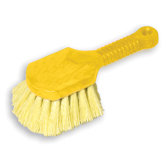 Pot Scrubber Brush with Gray Handle and Yellow Bristles