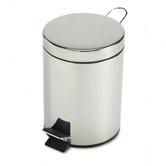 Economical Step Can, Round, Steel, 1.5gal, Stainless Steel
