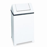 Fire-Safe Swing Top Receptacle, Square, Steel, 14gal, White