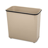 Fire-Safe Wastebasket, Rectangular, Steel, 7.5gal, Almond