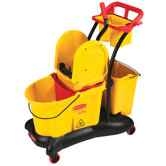 WaveBrake Mopping Trolley Down-Press Bucket / Wringer Combo in Yellow