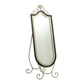 Dressing Mirror on Stand in Distressed White and Ebony