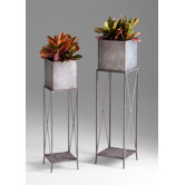 Newton Planters in Rustic Iron (Set of 2)