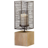 Large Vail Candleholder in Raw Iron / Natural Wood