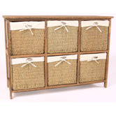 Wicker 6 Drawers Cabinet
