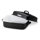Covered Roaster with Flat Rack in Black