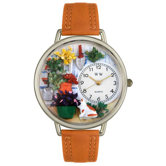 Unisex Gardening Tan Leather and Silvertone Watch in Silver