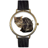 Unisex American Shorthair Cat Photo Watch with Black Leather