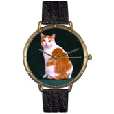 Unisex Manx Cat Photo Watch with Black Leather