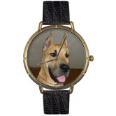 Unisex Great Dane Photo Watch with Black Leather