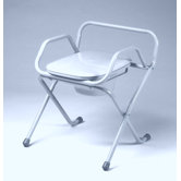 Elongated Seat Folding Commode in Dove Gray
