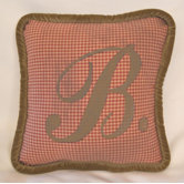 French Farmhouse 'Oliver' Full Nursery Monogrammed Check Pillow