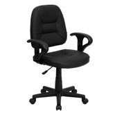 Ergonomic Mid-Back Task Leather Office Chair with Arms