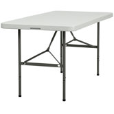 Plastic Bi-Folding Table in Granite White