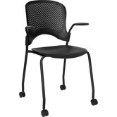 Hercules Series Perforated Stacking Side Chair with Arms and Casters