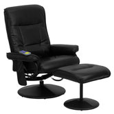 Leather Heated Reclining Massage Chair and Ottoman
