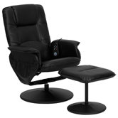 Leather Heated Reclining Massage Chair with Ottoman