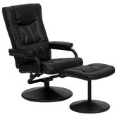 Contemporary Soft Leather Recliner and Ottoman