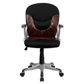 Mid-Back Leather / Mesh Combination Swivel Office Chair