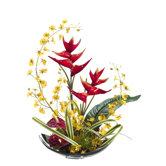 24" Oncidium and Tropical Plant Arrangement on Aluminum Plate