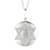 14k Gold 0.11ct TDW Diamond Round Star of David Disc Pendant