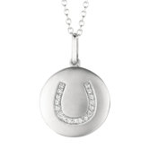 14k Gold 0.09ct TDW Diamond Round Horseshoe Disc Pendant