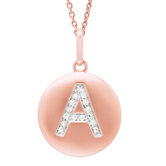 14k Gold 0.07ct TDW Diamond Round Initial Disc Pendant