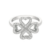 Sterling Silver Micro-Set Cubic Zirconium Clover Hearts Fashion Ring