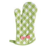 Meadow Green Gingham Polka Dot Oven Mitt with Bow