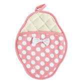 Geranium Pink and White Polka Dot Scalloped Pot Mitt