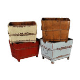 Distressed Chinese Square Sink with Iron Handles